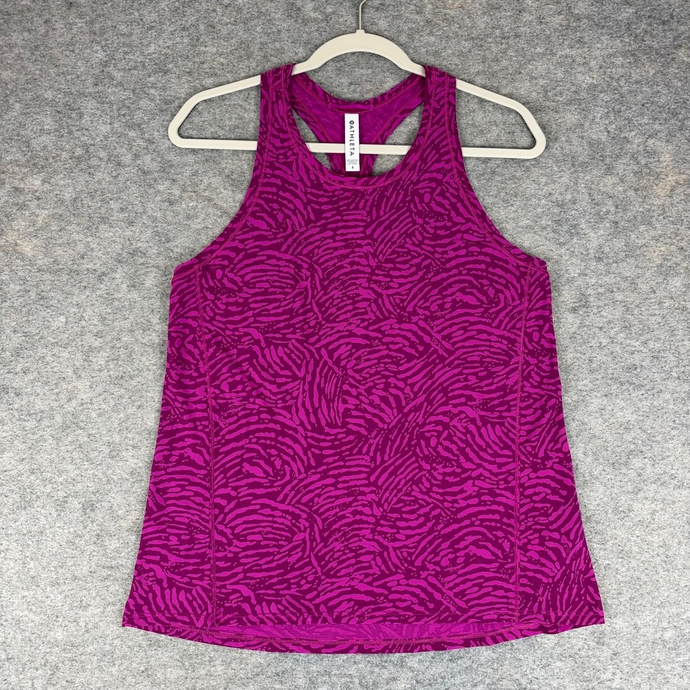 Athleta Ultimate Train Printed Tank Top Fuscia Animal Print Womens Small S
